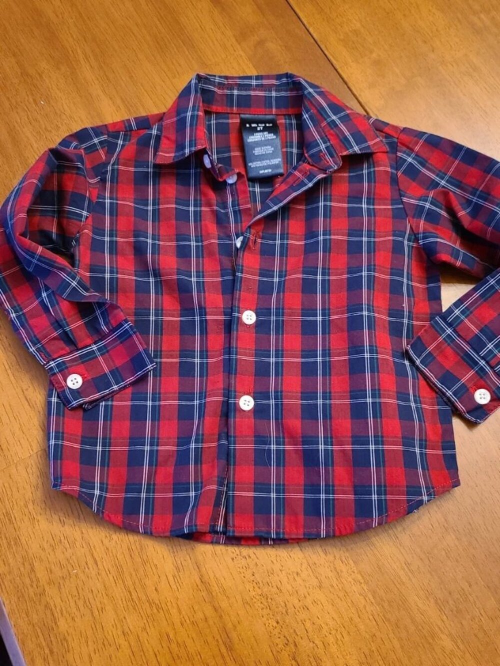 Izod 2T red plaid long sleeve button down shirt